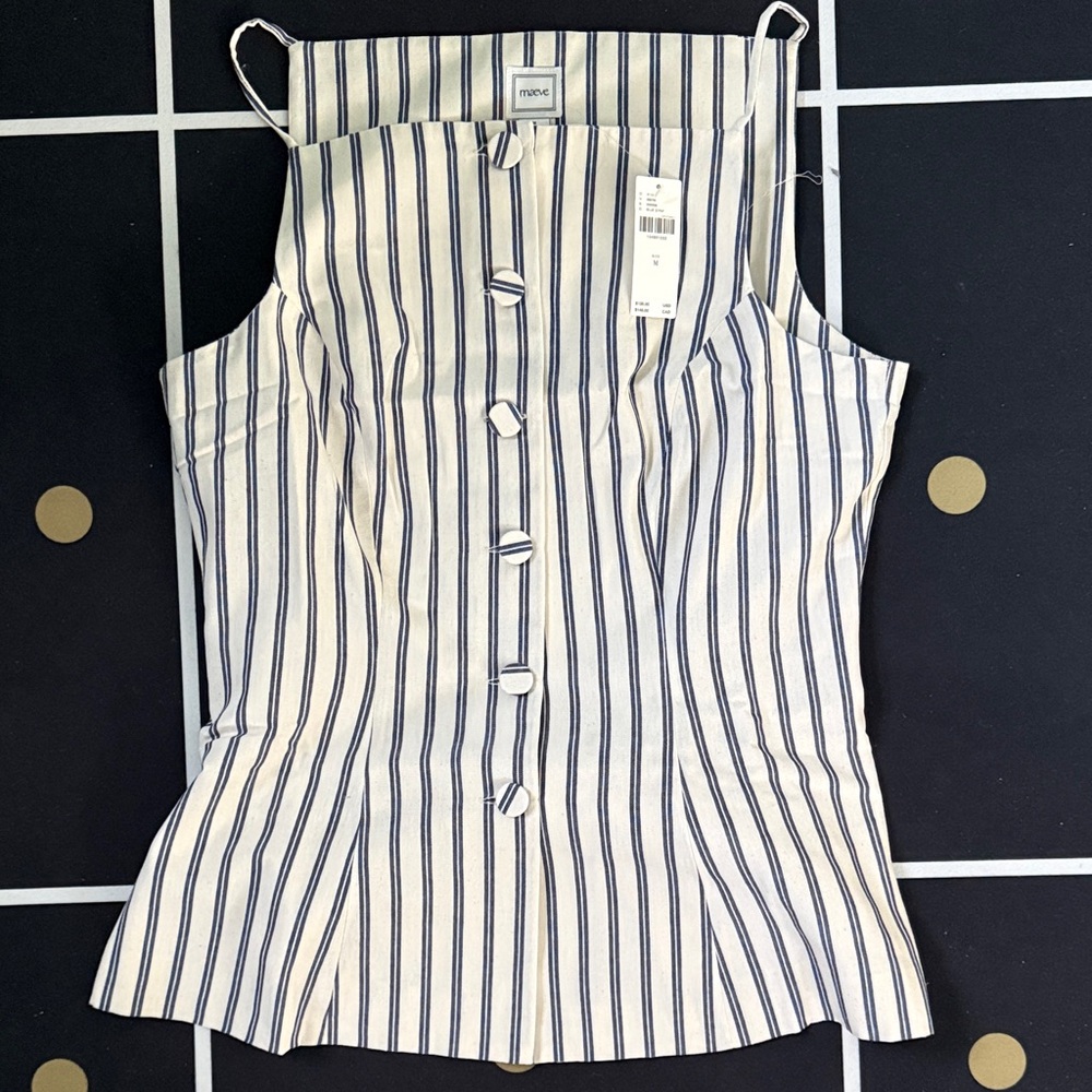 Anthropologie Navy and Cream Striped Blouse